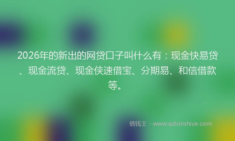 2026年的新出的网贷口子叫什么有：现金快易贷、现金流贷、现金侠速借宝、分期易、和信借款等。