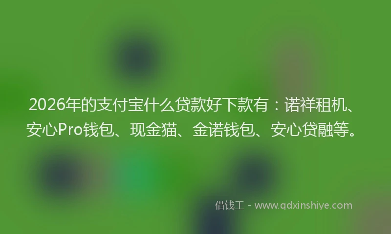 2026年的支付宝什么贷款好下款有：诺祥租机、安心Pro钱包、现金猫、金诺钱包、安心贷融等。