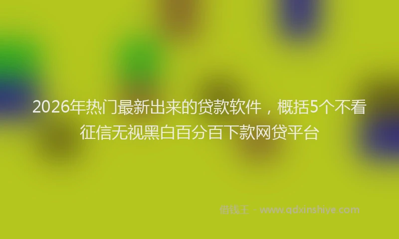 2026年热门最新出来的贷款软件，概括5个不看征信无视黑白百分百下款网贷平台
