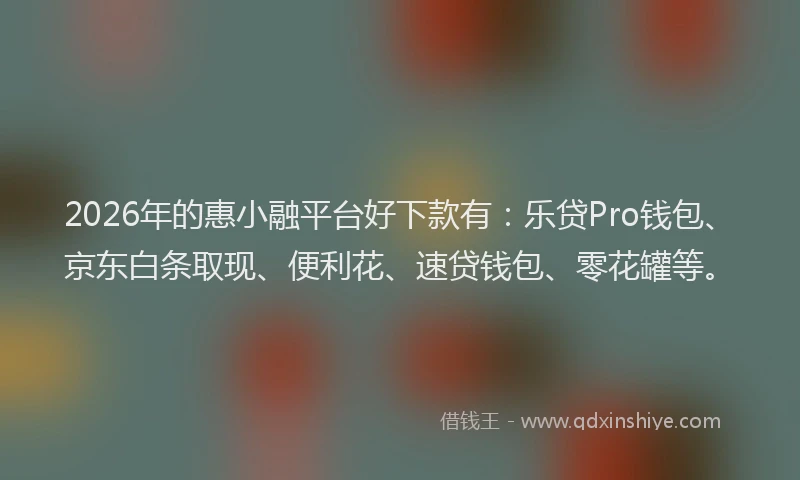2026年的惠小融平台好下款有：乐贷Pro钱包、京东白条取现、便利花、速贷钱包、零花罐等。