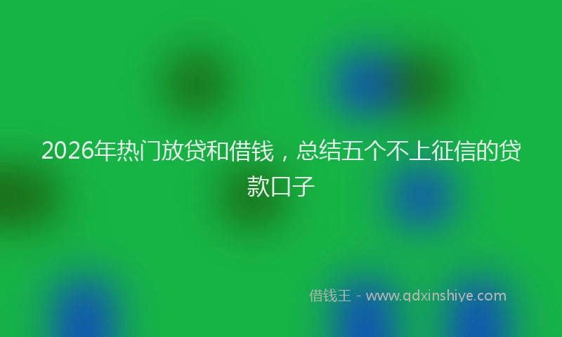 2026年热门放贷和借钱，总结五个不上征信的贷款口子