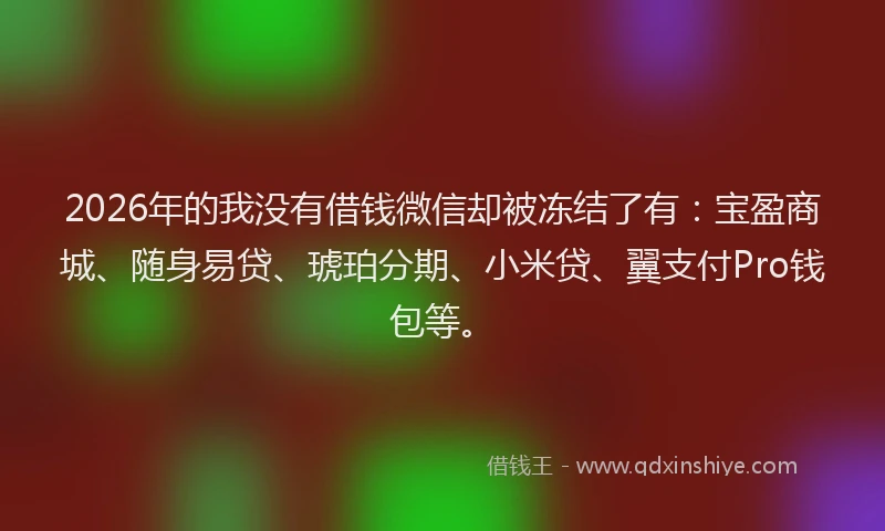 2026年的我没有借钱微信却被冻结了有：宝盈商城、随身易贷、琥珀分期、小米贷、翼支付Pro钱包等。