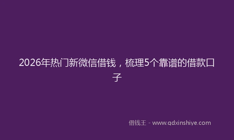 2026年热门新微信借钱，梳理5个靠谱的借款口子