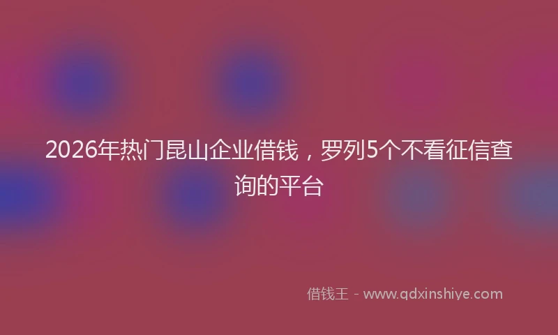 2026年热门昆山企业借钱，罗列5个不看征信查询的平台