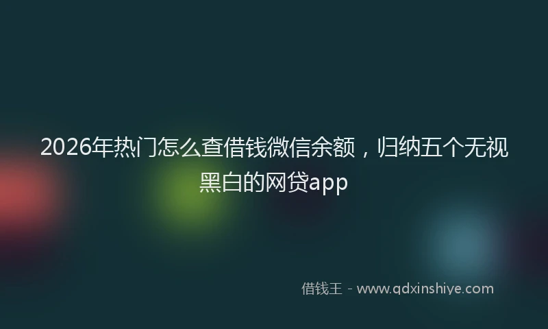 2026年热门怎么查借钱微信余额，归纳五个无视黑白的网贷app