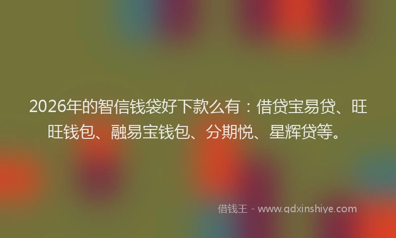 2026年的智信钱袋好下款么有:借贷宝易贷、旺旺钱包、融易宝钱包、分期悦、星辉贷等。