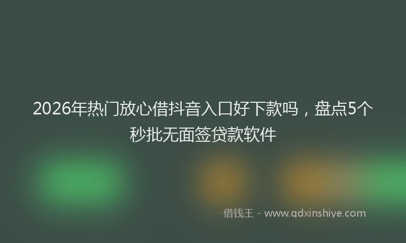 2026年热门放心借抖音入口好下款吗，盘点5个秒批无面签贷款软件