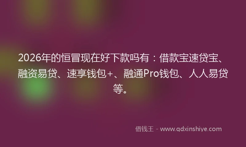 2026年的恒冒现在好下款吗有:借款宝速贷宝、融资易贷、速享钱包+、融通Pro钱包、人人易贷等。
