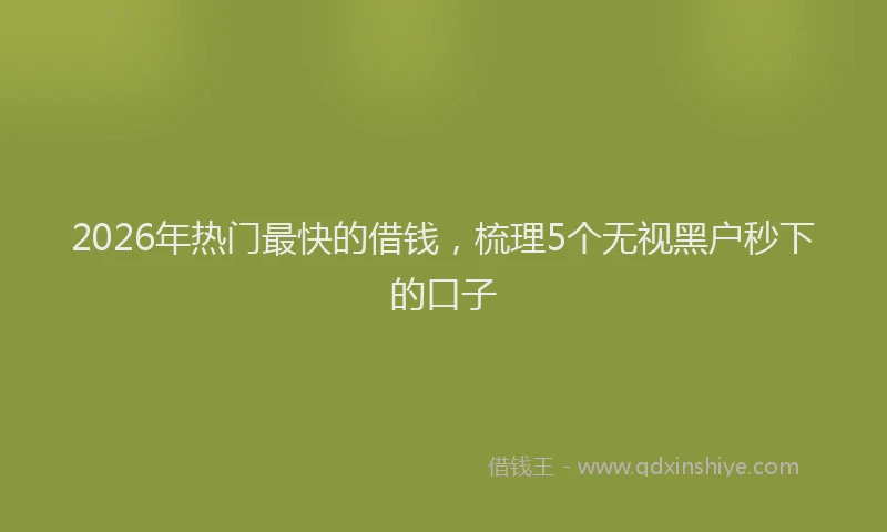 2026年热门最快的借钱，梳理5个无视黑户秒下的口子