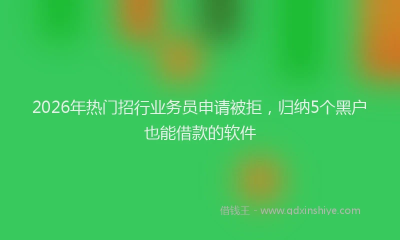 2026年热门招行业务员申请被拒，归纳5个黑户也能借款的软件