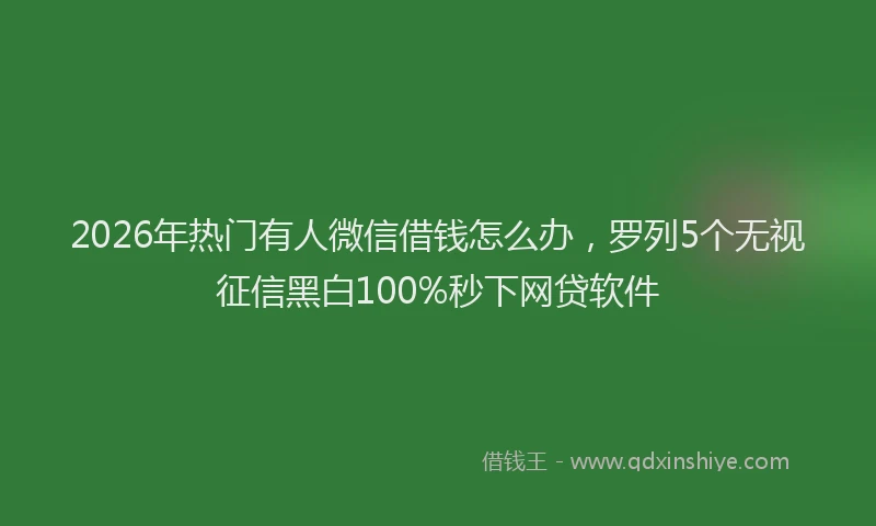 2026年热门有人微信借钱怎么办，罗列5个无视征信黑白100%秒下网贷软件