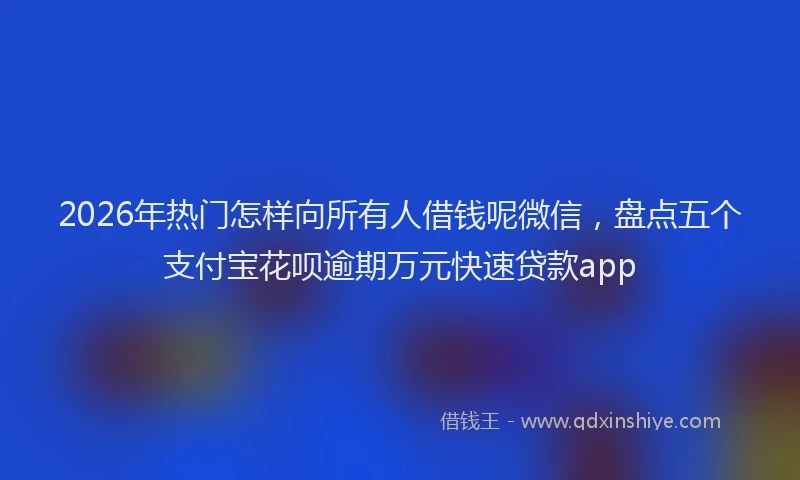 2026年热门怎样向所有人借钱呢微信,盘点五个支付宝花呗逾期万元快速贷款app