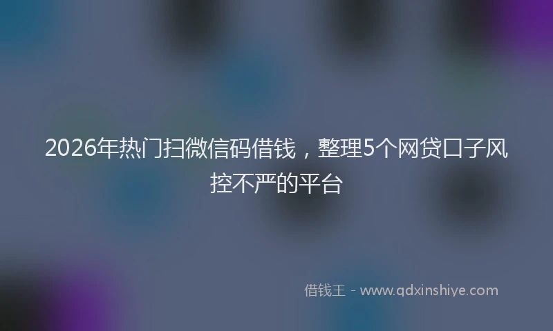 2026年热门扫微信码借钱，整理5个网贷口子风控不严的平台