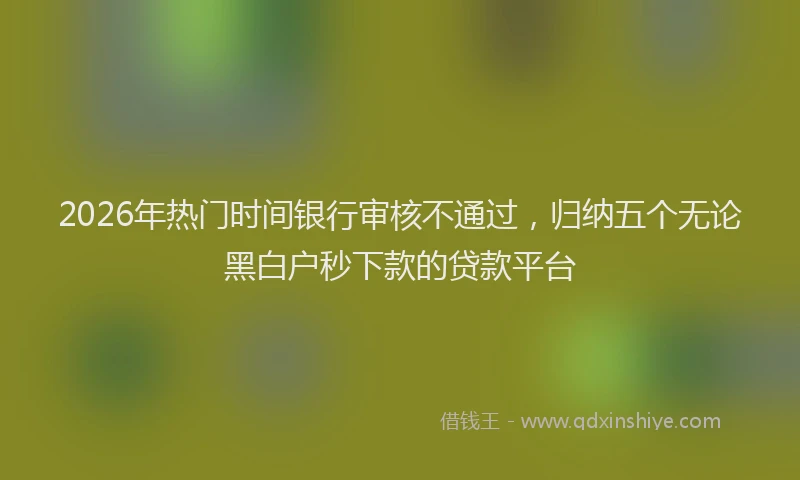 2026年热门时间银行审核不通过，归纳五个无论黑白户秒下款的贷款平台