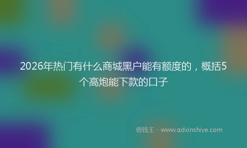 2026年热门有什么商城黑户能有额度的，概括5个高炮能下款的口子