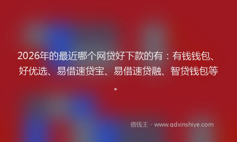 2026年的最近哪个网贷好下款的有：有钱钱包、好优选、易借速贷宝、易借速贷融、智贷钱包等。