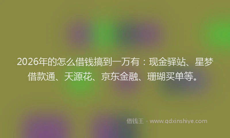 2026年的怎么借钱搞到一万有：现金驿站、星梦借款通、天源花、京东金融、珊瑚买单等。