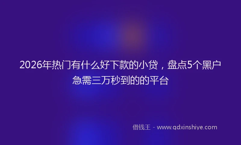 2026年热门有什么好下款的小贷，盘点5个黑户急需三万秒到的的平台