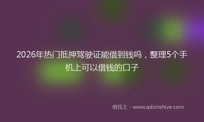 2026年热门抵押驾驶证能借到钱吗，整理5个手机上可以借钱的口子