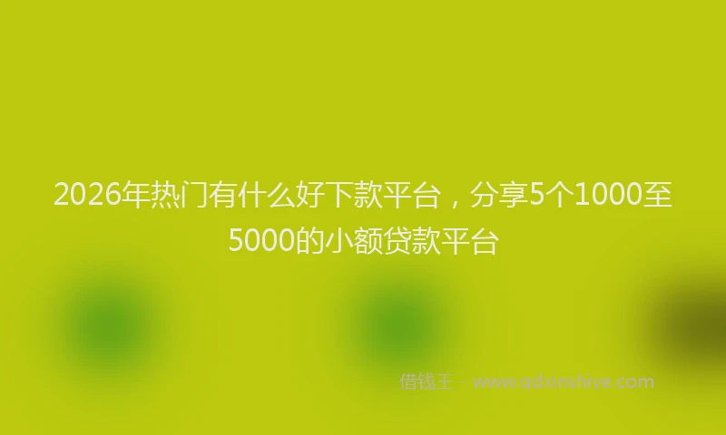 2026年热门有什么好下款平台，分享5个1000至5000的小额贷款平台