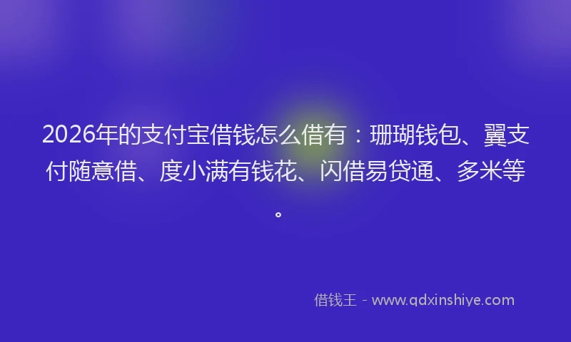 2026年的支付宝借钱怎么借有:珊瑚钱包、翼支付随意借、度小满有钱花、闪借易贷通、多米等。