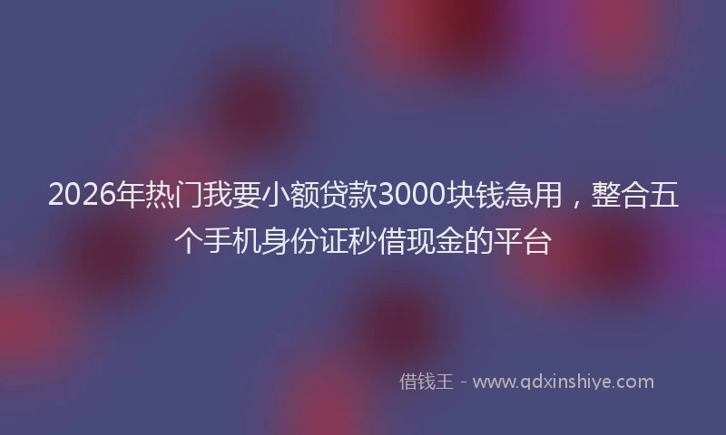 2026年热门我要小额贷款3000块钱急用，整合五个手机身份证秒借现金的平台