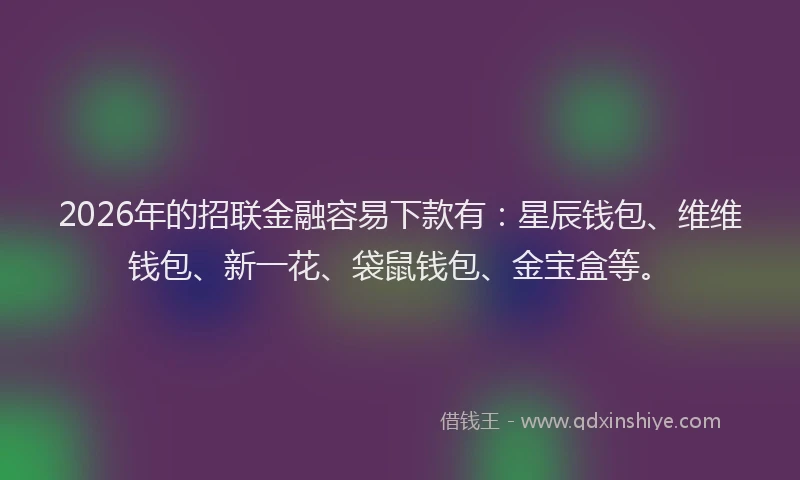 2026年的招联金融容易下款有：星辰钱包、维维钱包、新一花、袋鼠钱包、金宝盒等。
