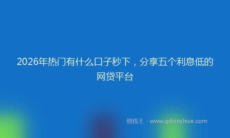 2026年热门有什么口子秒下，分享五个利息低的网贷平台