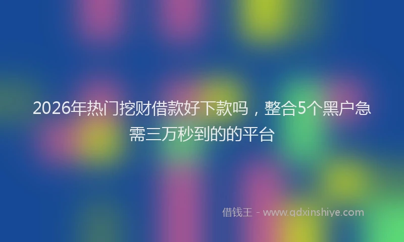 2026年热门挖财借款好下款吗，整合5个黑户急需三万秒到的的平台