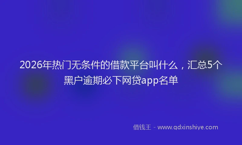 2026年热门无条件的借款平台叫什么，汇总5个黑户逾期必下网贷app名单