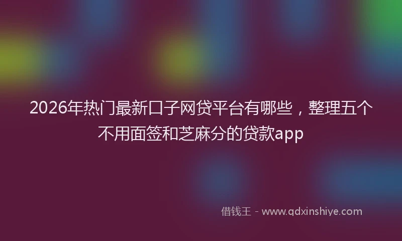 2026年热门最新口子网贷平台有哪些，整理五个不用面签和芝麻分的贷款app