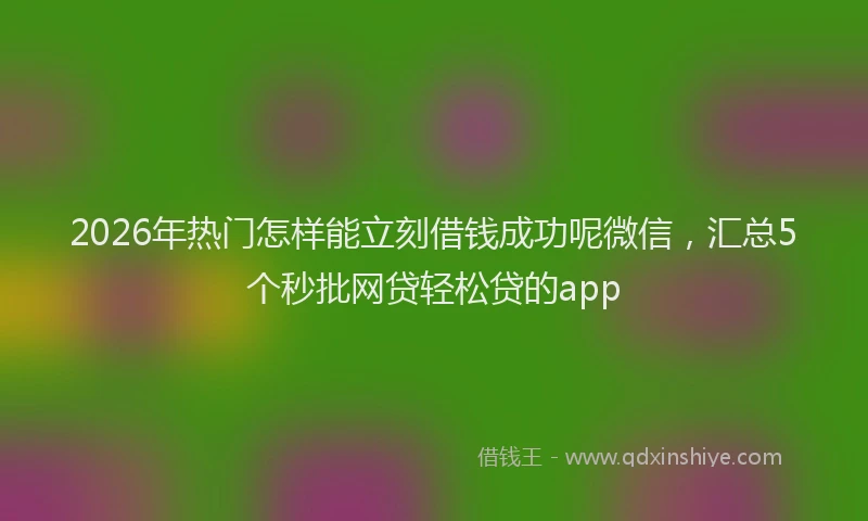 2026年热门怎样能立刻借钱成功呢微信，汇总5个秒批网贷轻松贷的app