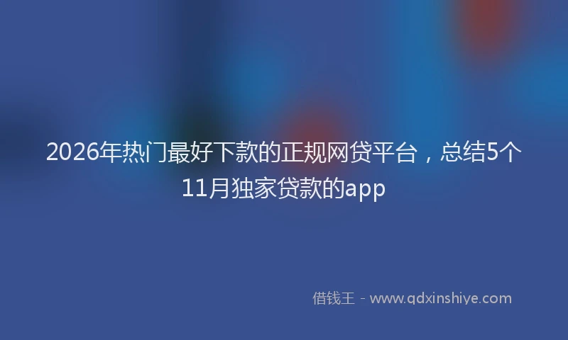 2026年热门最好下款的正规网贷平台，总结5个11月独家贷款的app