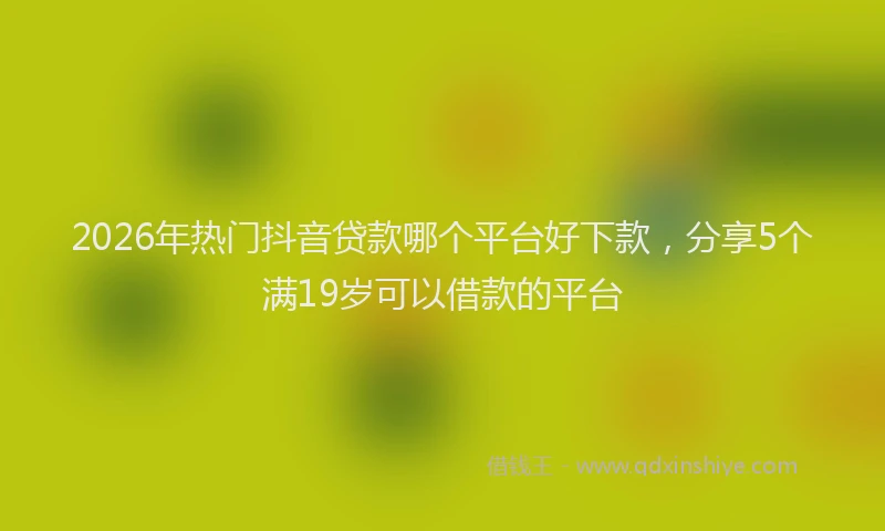 2026年热门抖音贷款哪个平台好下款，分享5个满19岁可以借款的平台