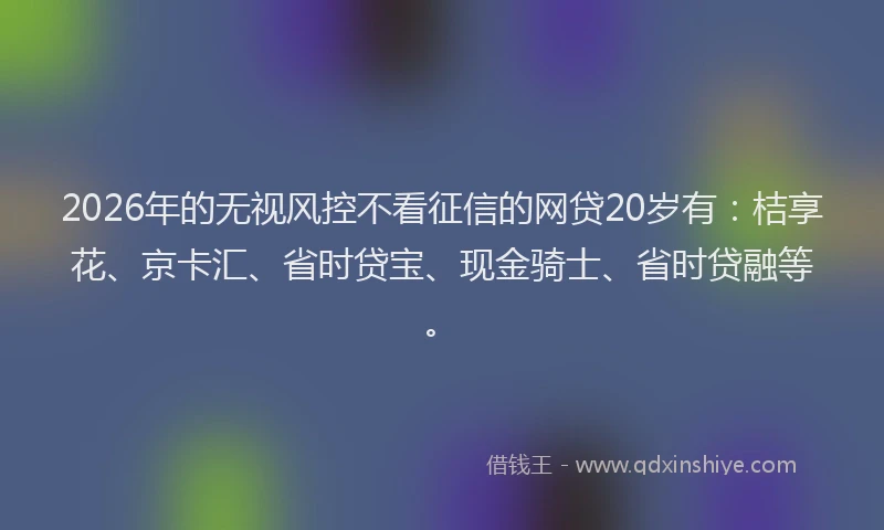 2026年的无视风控不看征信的网贷20岁有:桔享花、京卡汇、省时贷宝、现金骑士、省时贷融等。