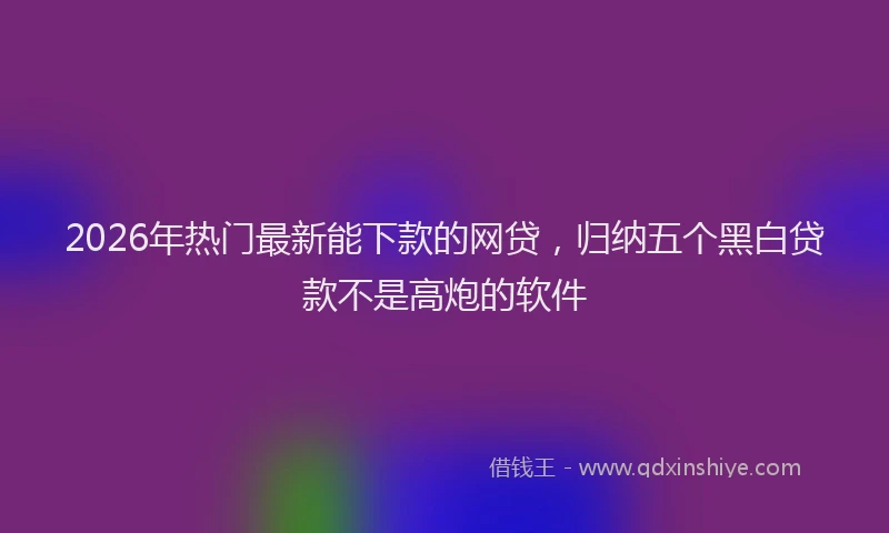 2026年热门最新能下款的网贷，归纳五个黑白贷款不是高炮的软件