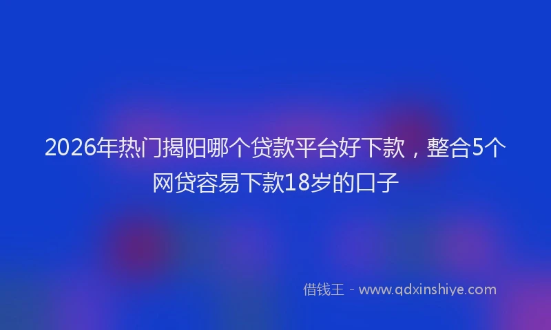 2026年热门揭阳哪个贷款平台好下款，整合5个网贷容易下款18岁的口子