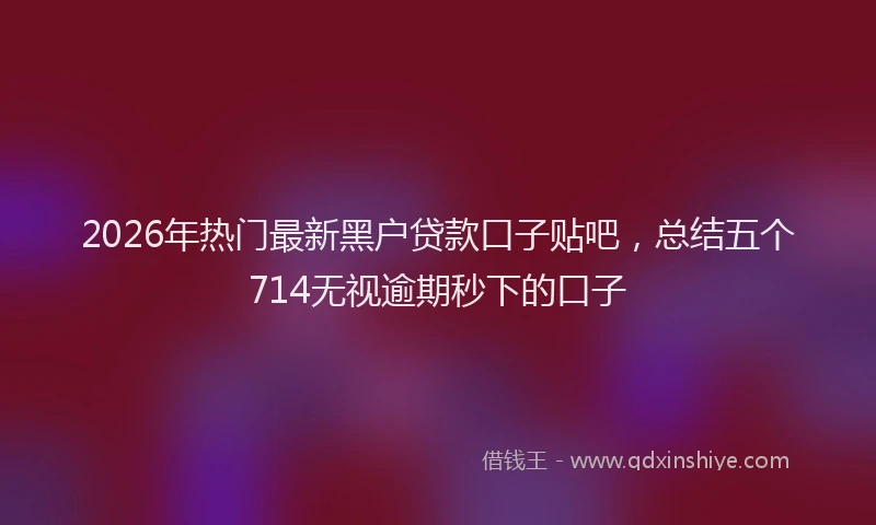 2026年热门最新黑户贷款口子贴吧，总结五个714无视逾期秒下的口子
