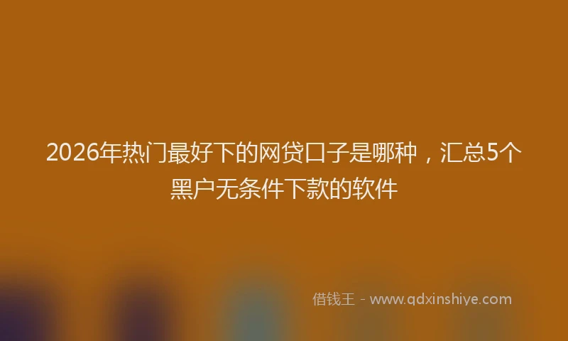 2026年热门最好下的网贷口子是哪种，汇总5个黑户无条件下款的软件