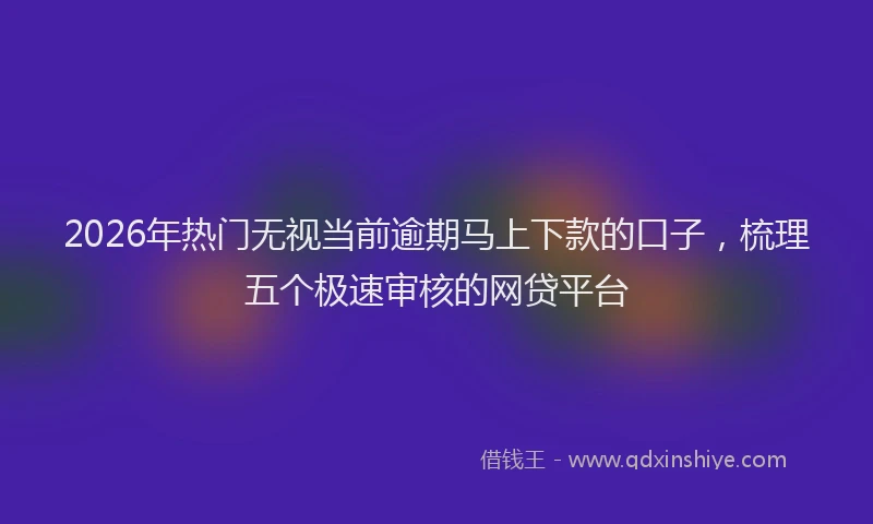 2026年热门无视当前逾期马上下款的口子，梳理五个极速审核的网贷平台