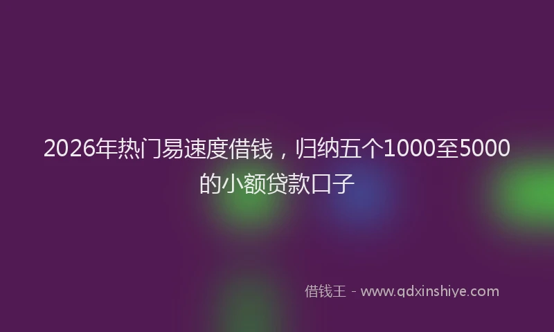 2026年热门易速度借钱，归纳五个1000至5000的小额贷款口子