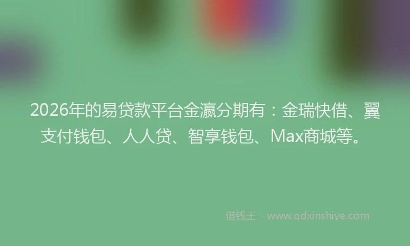2026年的易贷款平台金瀛分期有：金瑞快借、翼支付钱包、人人贷、智享钱包、Max商城等。