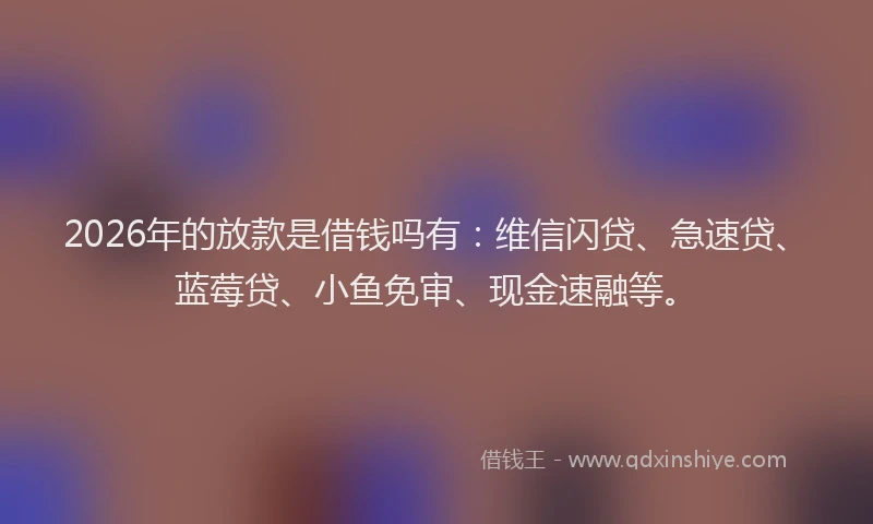 2026年的放款是借钱吗有：维信闪贷、急速贷、蓝莓贷、小鱼免审、现金速融等。
