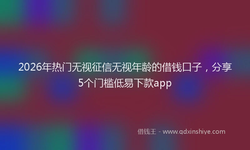 2026年热门无视征信无视年龄的借钱口子，分享5个门槛低易下款app