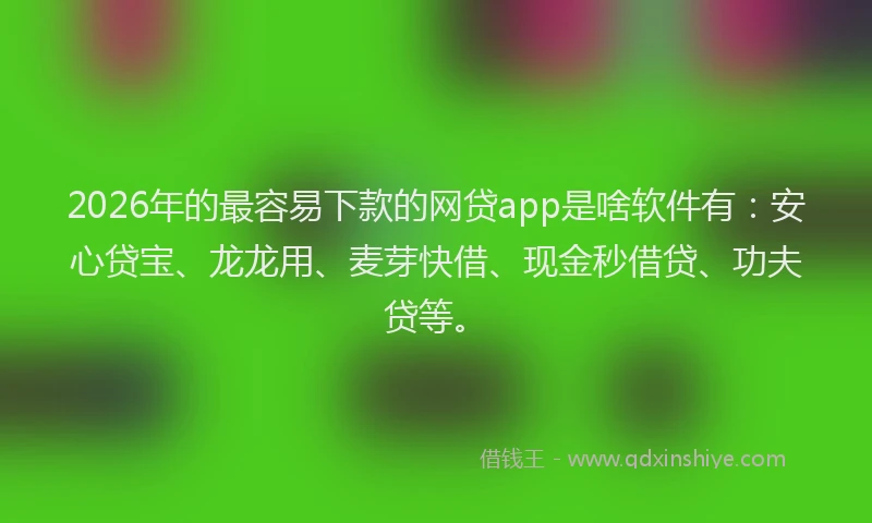 2026年的最容易下款的网贷app是啥软件有:安心贷宝、龙龙用、麦芽快借、现金秒借贷、功夫贷等。