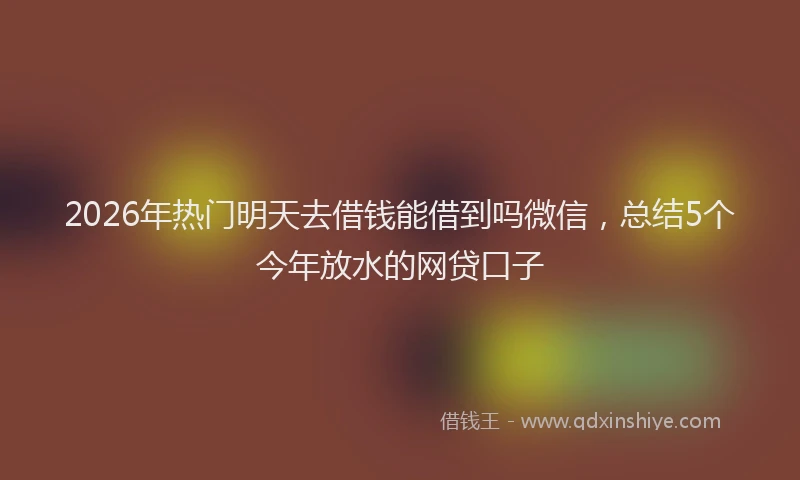 2026年热门明天去借钱能借到吗微信，总结5个今年放水的网贷口子
