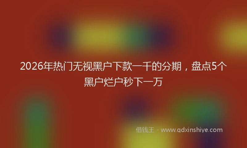 2026年热门无视黑户下款一千的分期，盘点5个黑户烂户秒下一万
