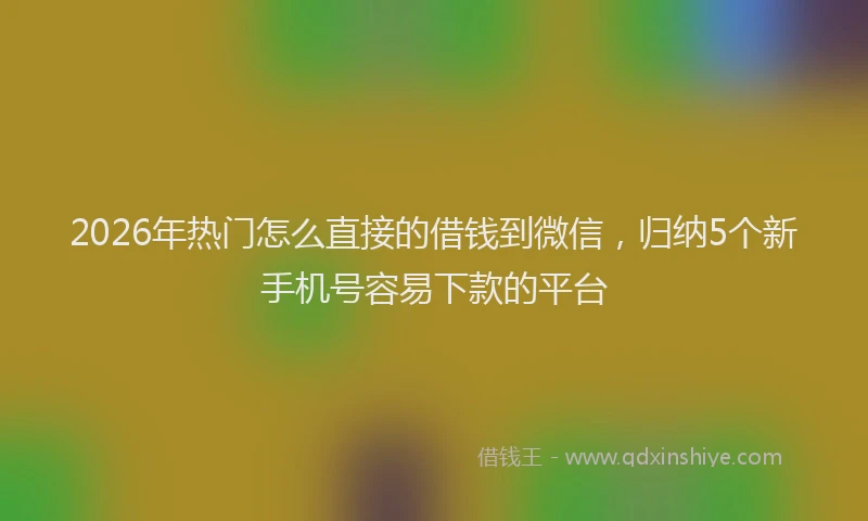 2026年热门怎么直接的借钱到微信,归纳5个新手机号容易下款的平台