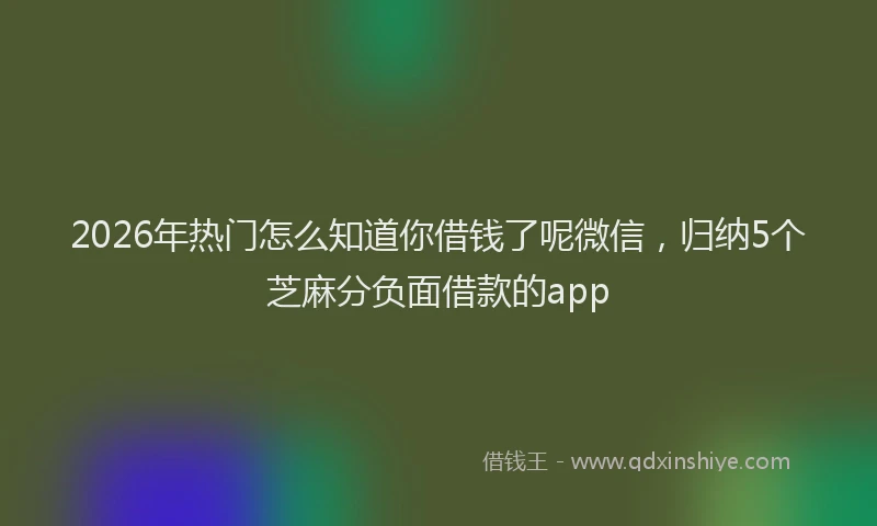 2026年热门怎么知道你借钱了呢微信，归纳5个芝麻分负面借款的app