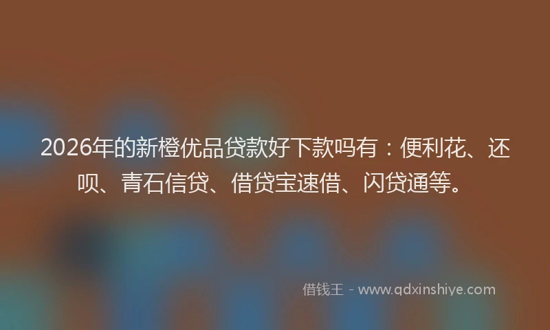 2026年的新橙优品贷款好下款吗有：便利花、还呗、青石信贷、借贷宝速借、闪贷通等。